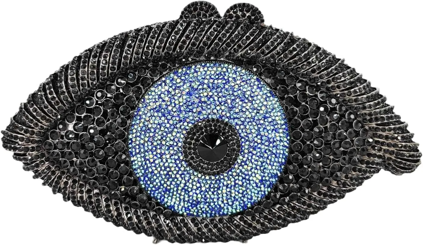 Boutique De FGG Evil Eye Clutch Purse for Women Glitter Evening Bags Crystal Clutch Party Dinner Rhinestone Handbag,Mini
