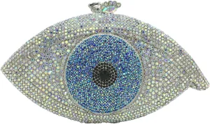 Boutique De FGG Evil Eye Clutch Purse for Women Glitter Evening Bags Crystal Clutch Party Dinner Rhinestone Handbag,Mini