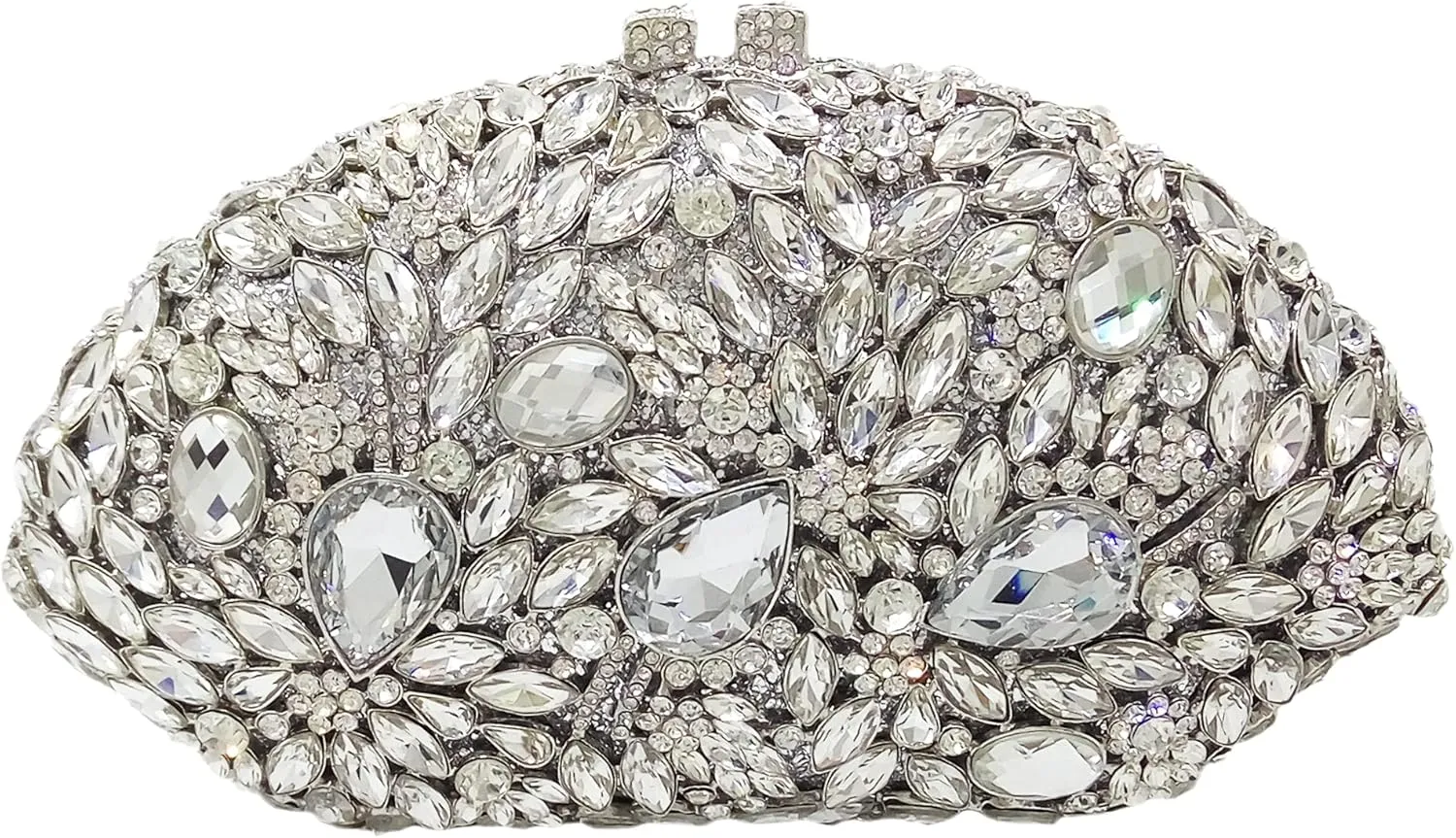 Boutique De FGG Flower Evening Bags for Women Formal Rhinestone Clutch Purse Wedding Party Prom Crystal Clutch Handbag,Mini