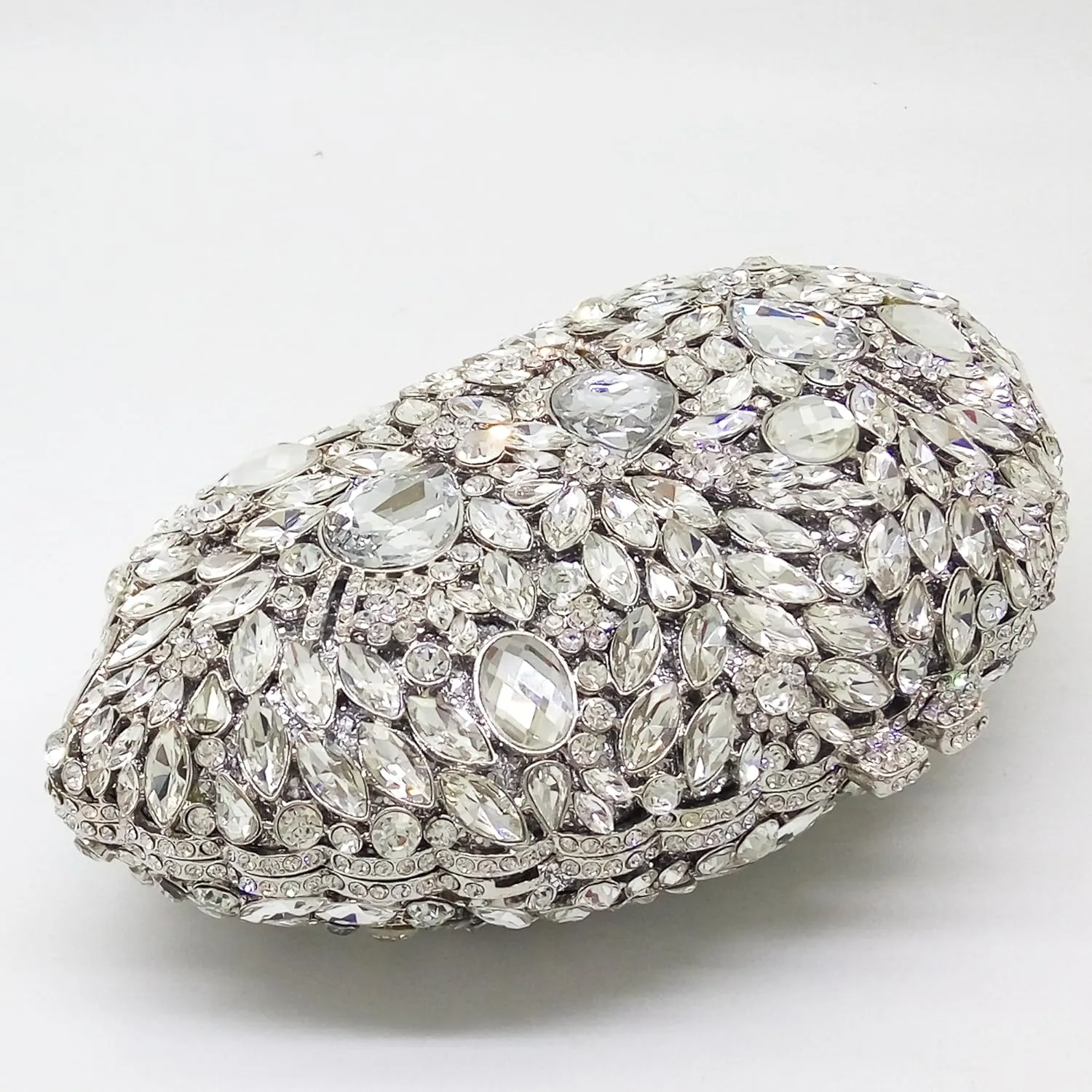 Boutique De FGG Flower Evening Bags for Women Formal Rhinestone Clutch Purse Wedding Party Prom Crystal Clutch Handbag,Mini