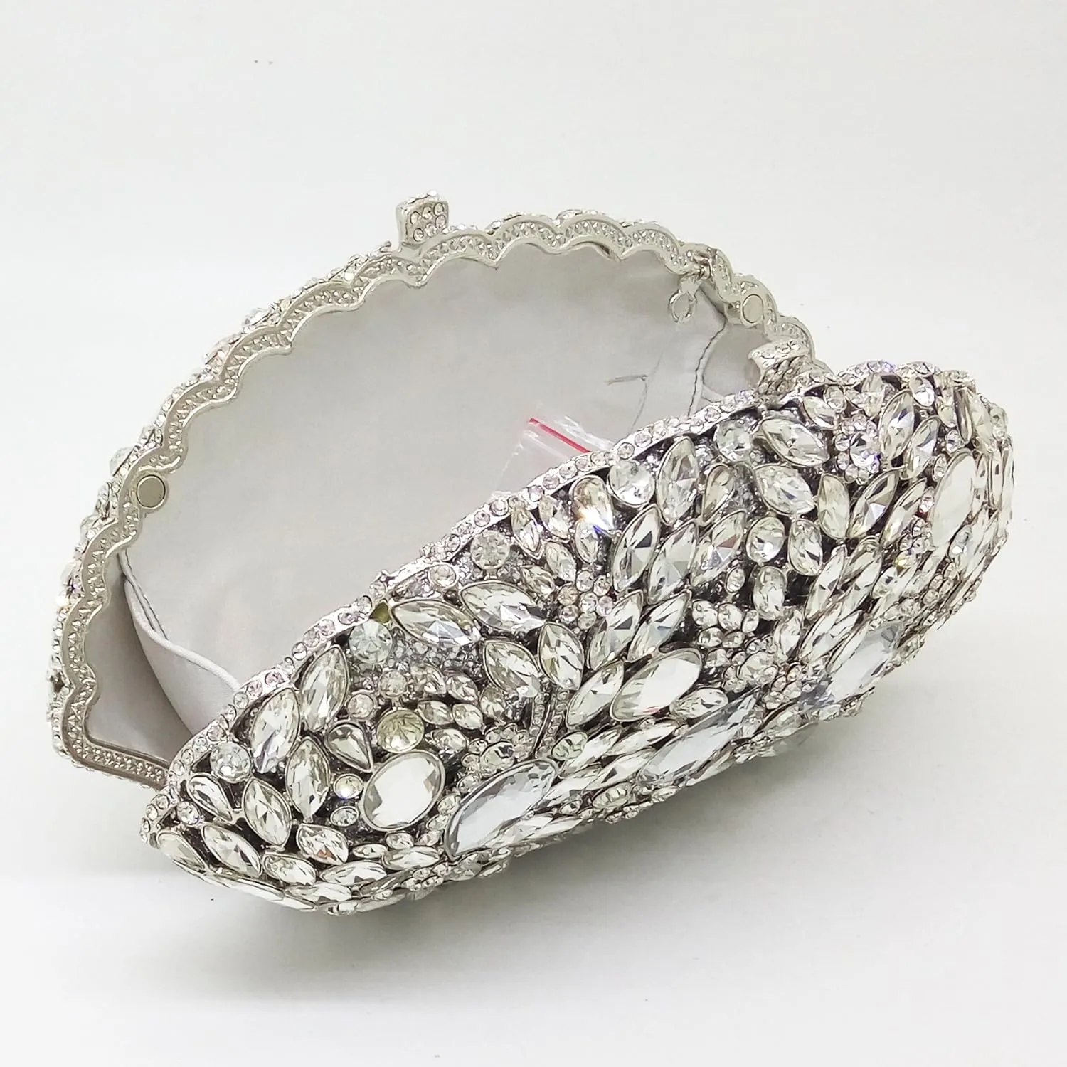 Boutique De FGG Flower Evening Bags for Women Formal Rhinestone Clutch Purse Wedding Party Prom Crystal Clutch Handbag,Mini