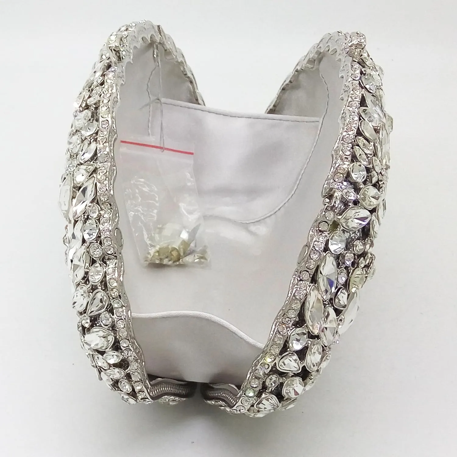 Boutique De FGG Flower Evening Bags for Women Formal Rhinestone Clutch Purse Wedding Party Prom Crystal Clutch Handbag,Mini
