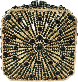 Boutique De FGG Women Metal Box Crystal Clutch Purse Evening Bag Wedding Bridal Rhinestone Handbags Party Clutch Bag,Mini
