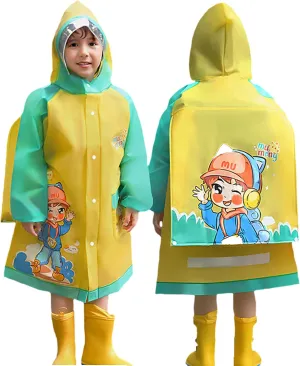 Boys Girls Hooded Rain Poncho Outdoors Kids Transparent Raincoat Student Rain Suit Waterproof Durable Windbreaker