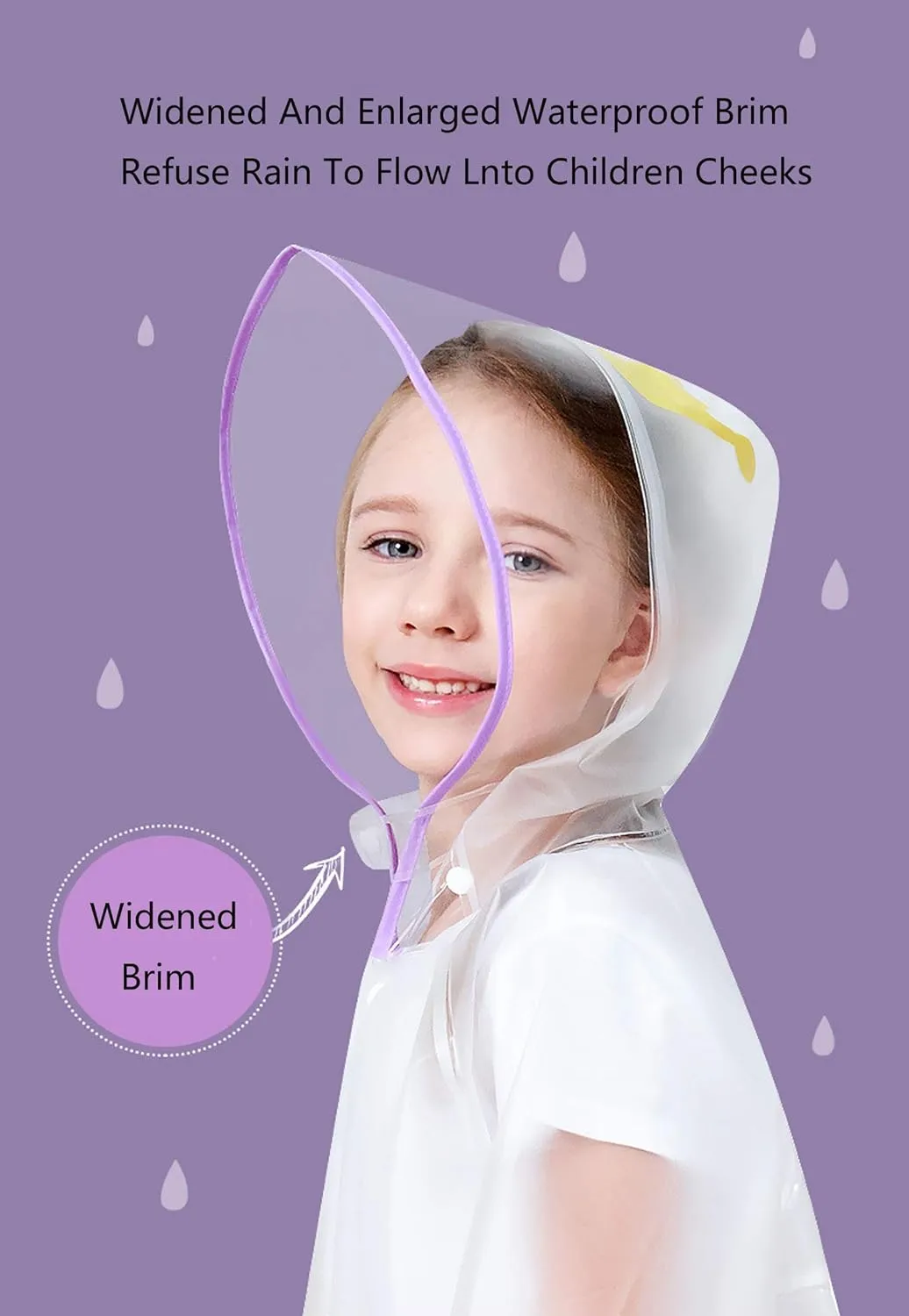 Boys Girls Hooded Rain Poncho Outdoors Kids Transparent Raincoat Student Rain Suit Waterproof Durable Windbreaker