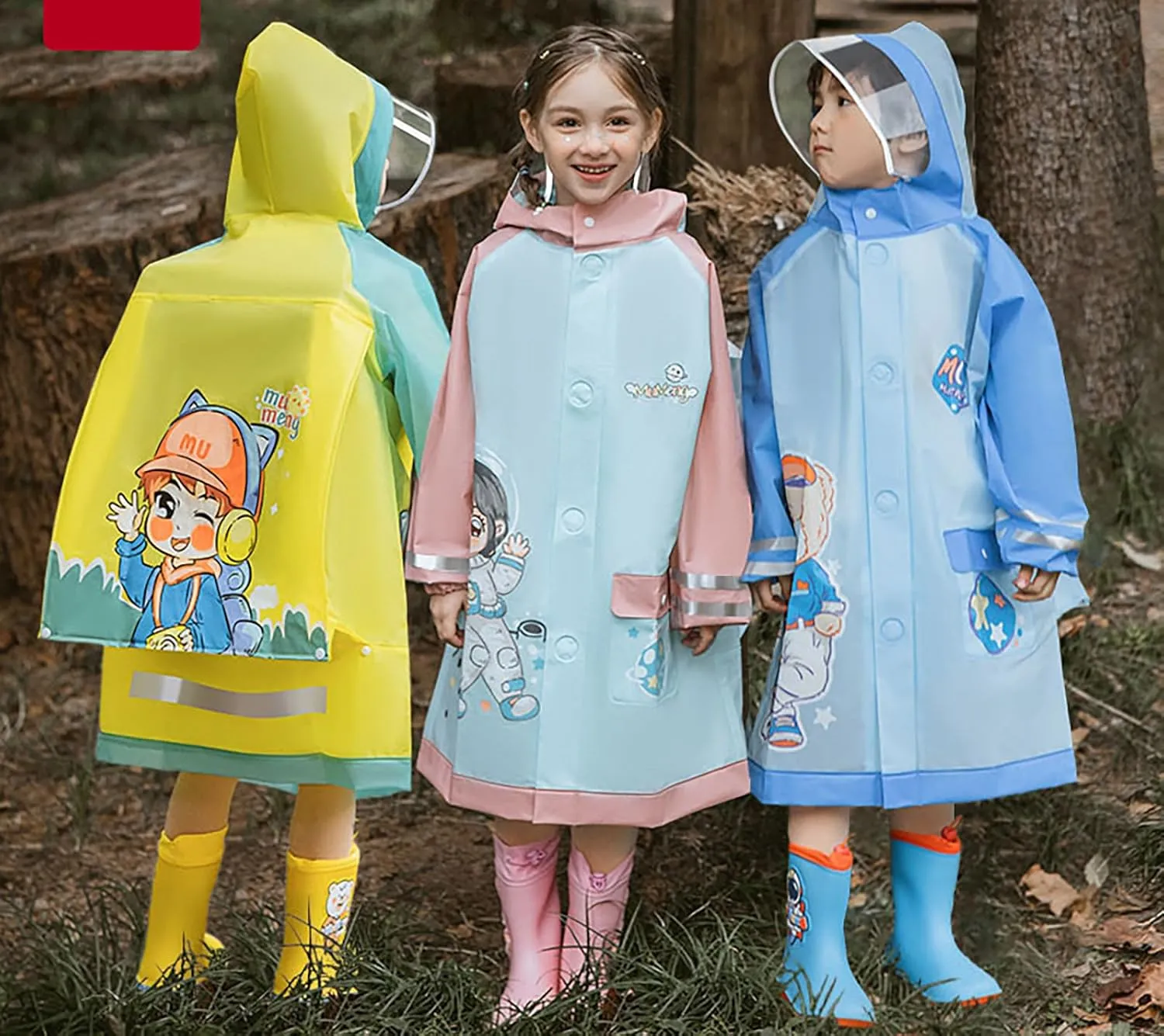 Boys Girls Hooded Rain Poncho Outdoors Kids Transparent Raincoat Student Rain Suit Waterproof Durable Windbreaker