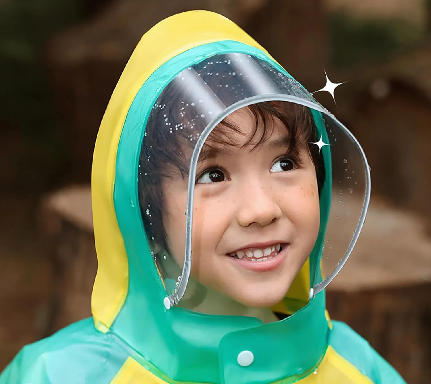 Boys Girls Hooded Rain Poncho Outdoors Kids Transparent Raincoat Student Rain Suit Waterproof Durable Windbreaker