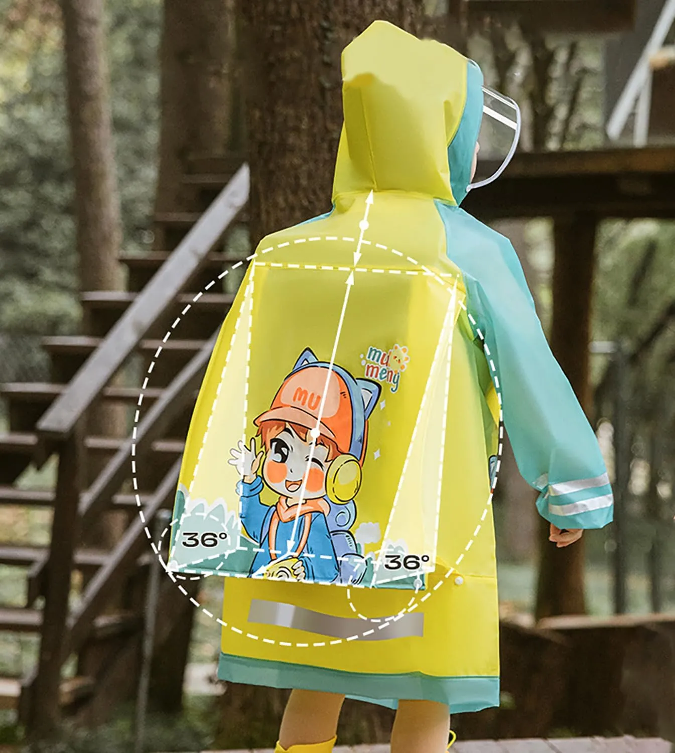 Boys Girls Hooded Rain Poncho Outdoors Kids Transparent Raincoat Student Rain Suit Waterproof Durable Windbreaker