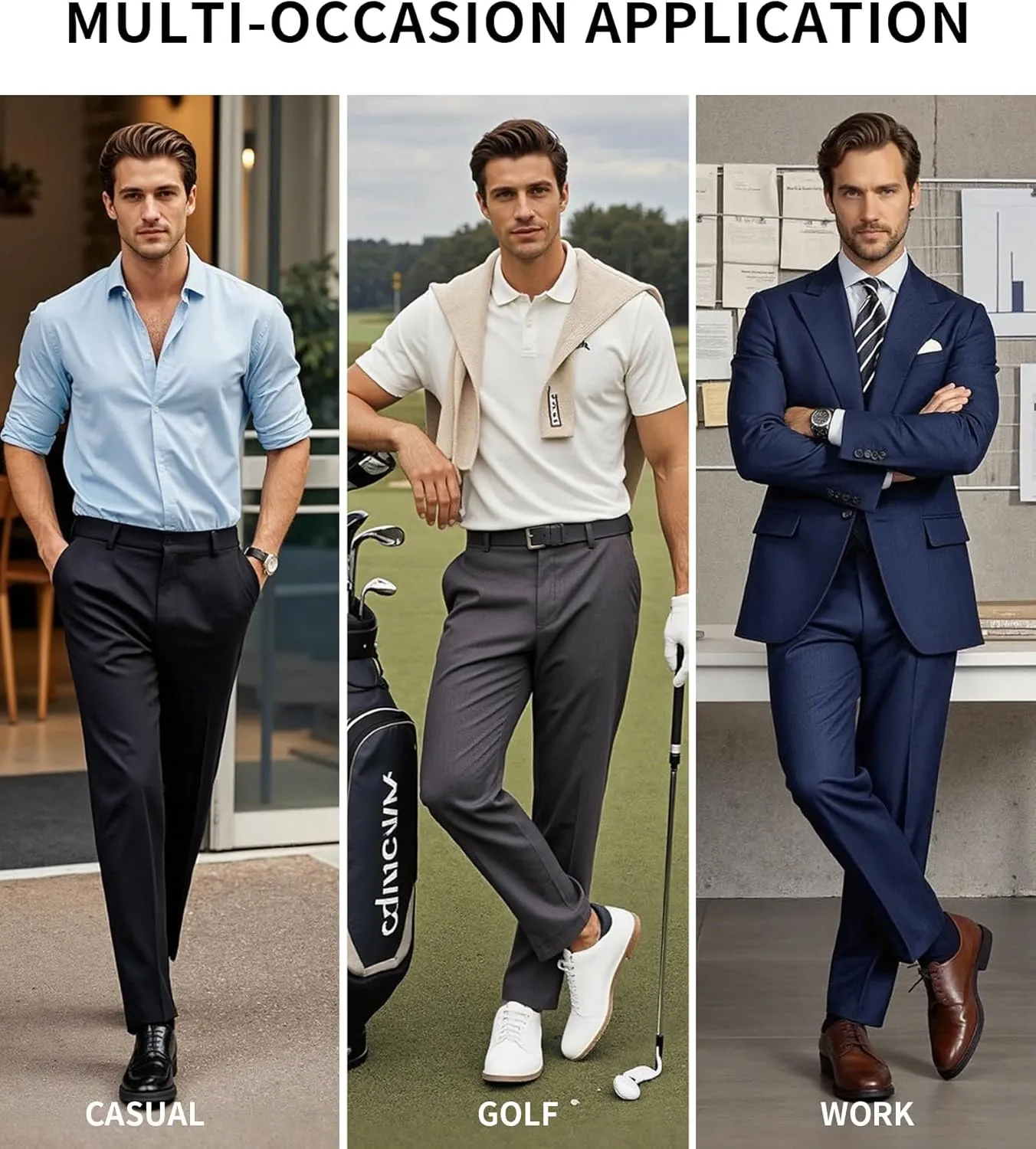 Boyzn Men's Golf Pants with 5 Pockets Lightweight Stretch Quick Dry Casual Travel Work Dress Pants