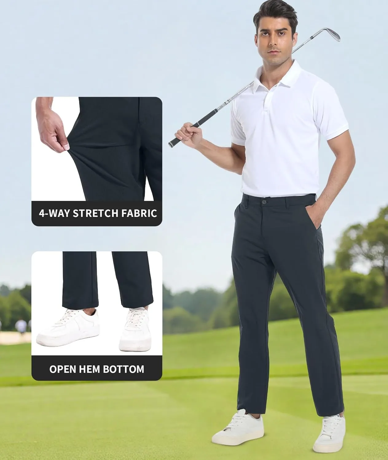 Boyzn Men's Golf Pants with 5 Pockets Lightweight Stretch Quick Dry Casual Travel Work Dress Pants
