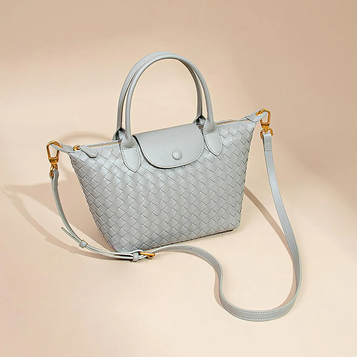 Braided Luxury Women's Leather Tote Top Handle Age Elegant Large Capacity Travel Day Crossbody Bag