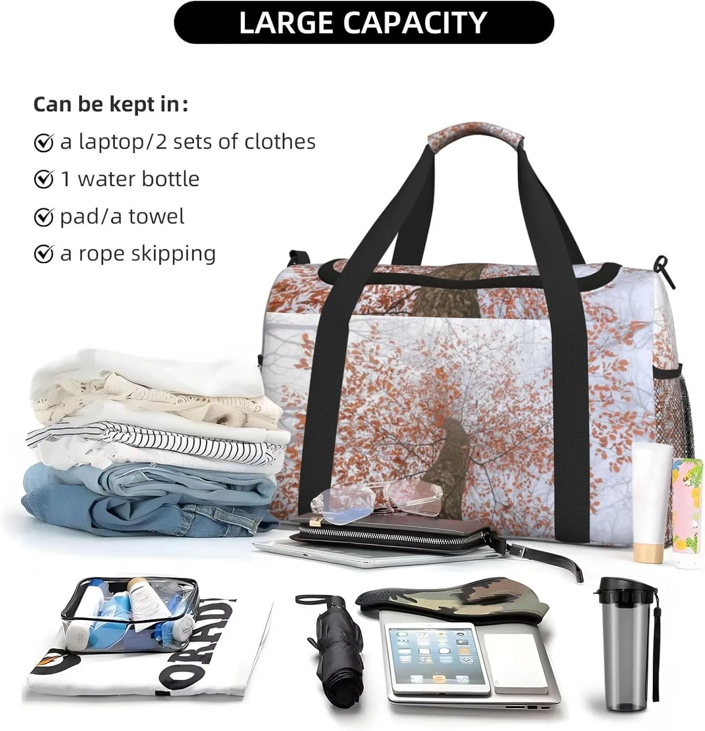 Branches Of Woody Plants Travel Duffel Bag Large Foldable Waterproof Overnight Bag For Beach Swim Bags Pool Sports Gym