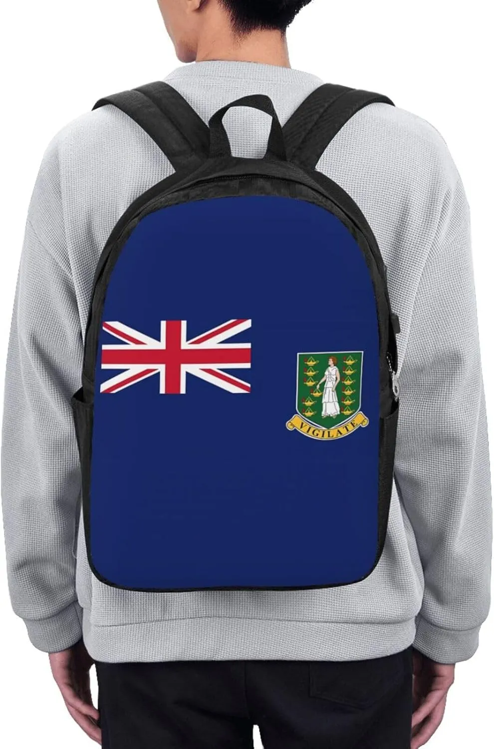 British Virgin Islands Flag Laptop Backpacks Travel Backpack Casual Business Daypack Sport Rucksack Computer Bag Fits up to 17 Inch Notebook with USB Port