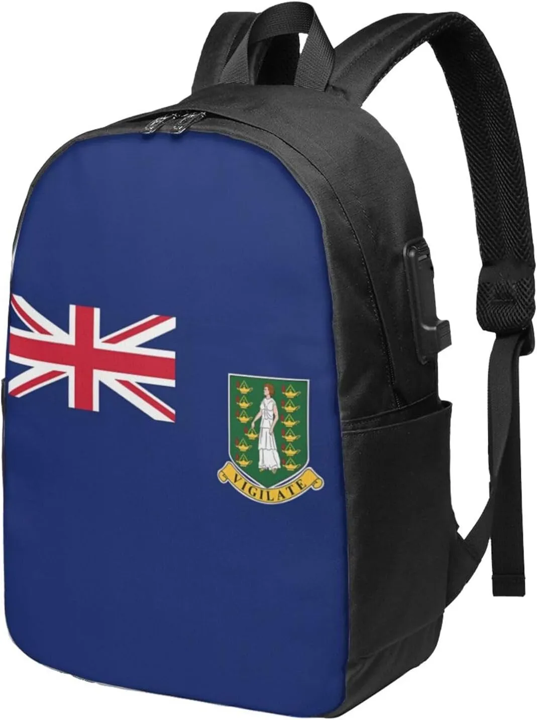 British Virgin Islands Flag Laptop Backpacks Travel Backpack Casual Business Daypack Sport Rucksack Computer Bag Fits up to 17 Inch Notebook with USB Port