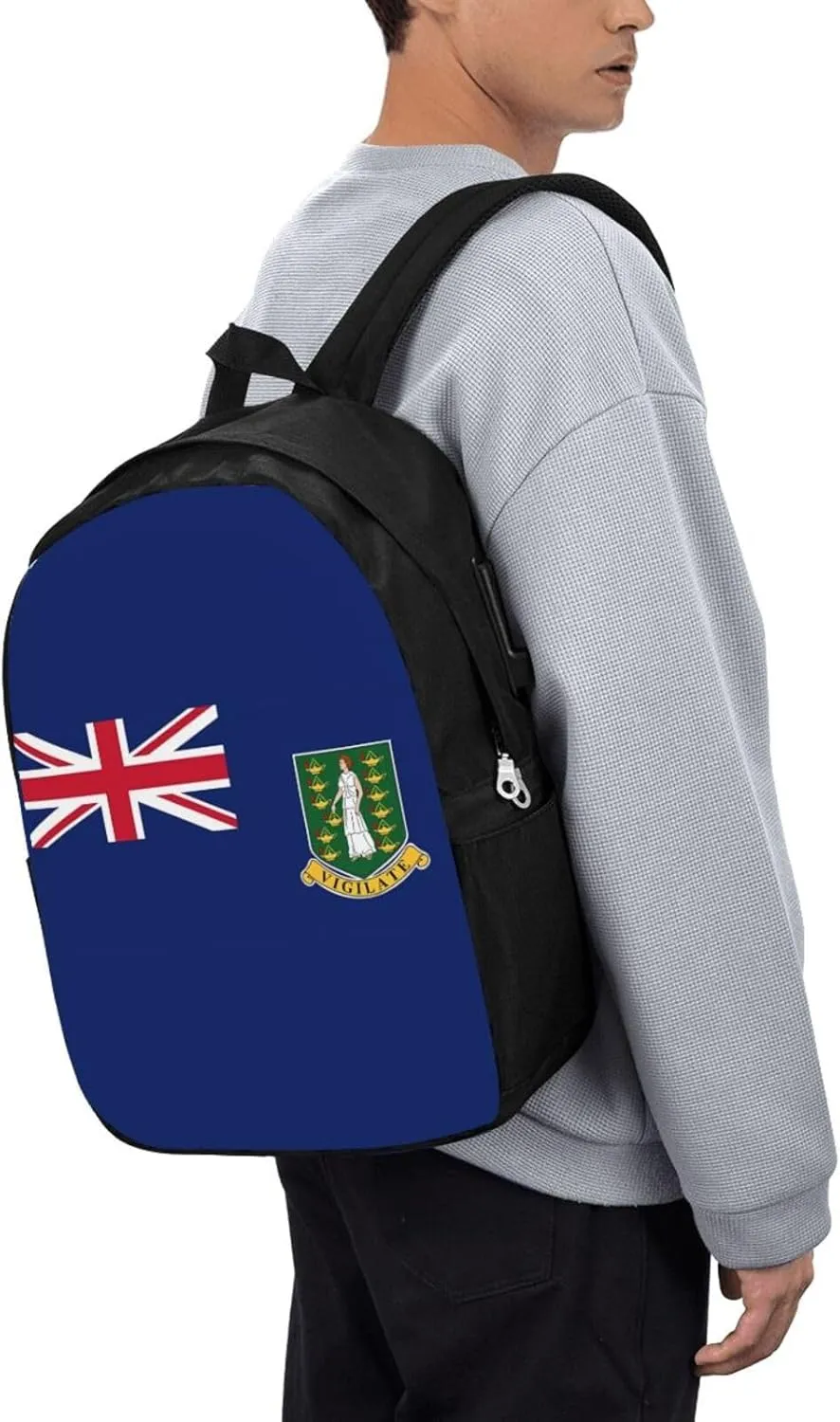 British Virgin Islands Flag Laptop Backpacks Travel Backpack Casual Business Daypack Sport Rucksack Computer Bag Fits up to 17 Inch Notebook with USB Port