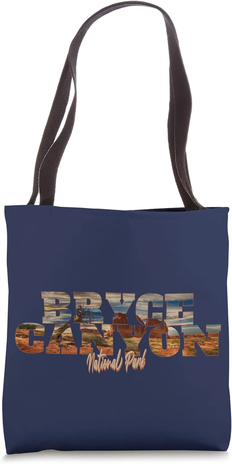 Bryce Canyon National Park Vintage Scenic Typography Travel Tote Bag