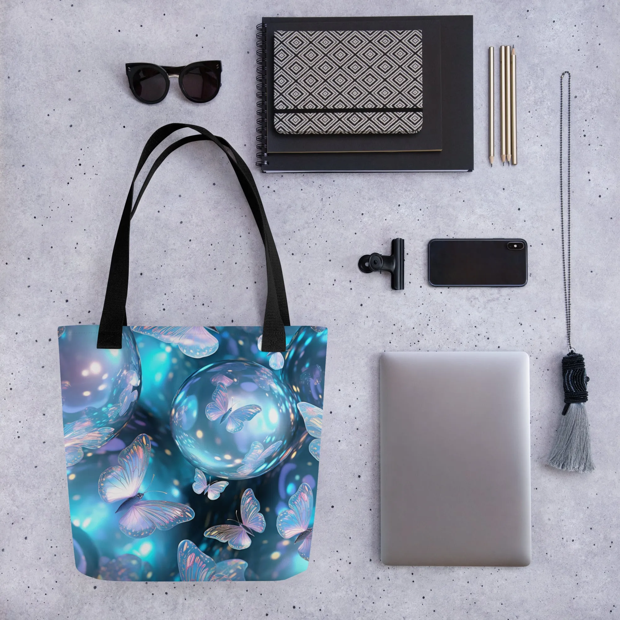 Bubbles & Butterflies All Over Print Tote Bag
