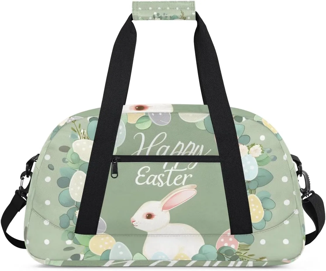 Bunny Easter Flower Egg Duffle Bag for, Waterproof Sports Gym Bag, Dance Bag, Lightweight Water Resistant Foldable Gym Bag, Sport Duffel Bag Travel Overnight Weekender Bags