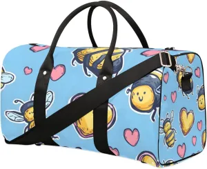 Busy Cute Bees Travel Duffel bag for Men Women Weekender Overnight Bag Gym Bag Carry On Luggage Bags for Yoga Workout Sports