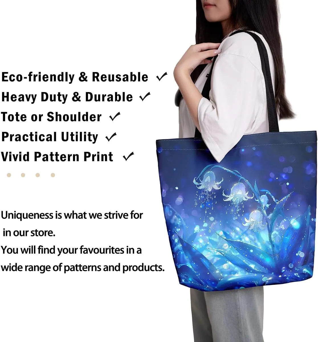 Butterfly Canvas Tote Bag,Blue Galaxy Shopping Canvas Bags