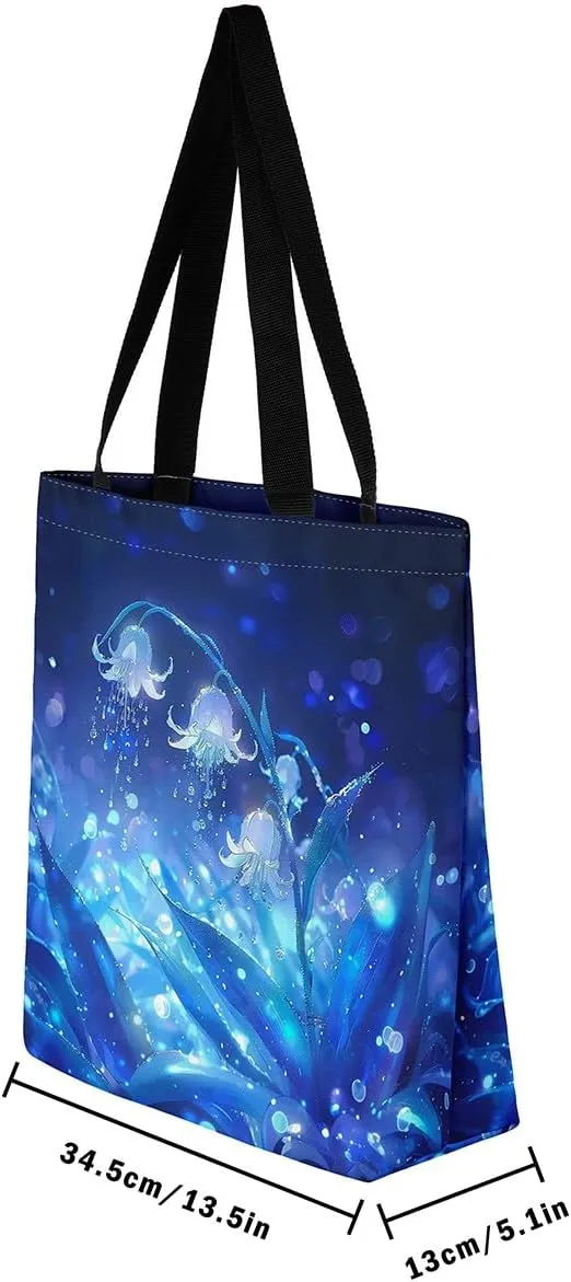 Butterfly Canvas Tote Bag,Blue Galaxy Shopping Canvas Bags