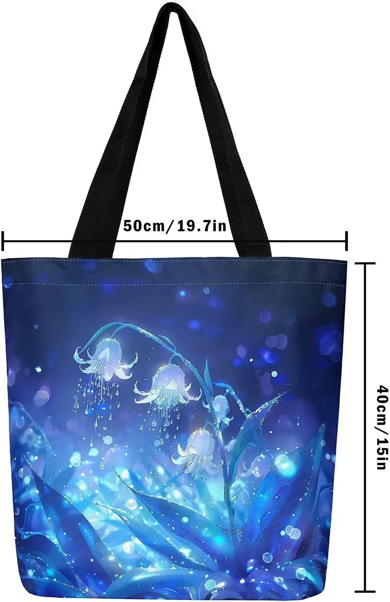 Butterfly Canvas Tote Bag,Blue Galaxy Shopping Canvas Bags
