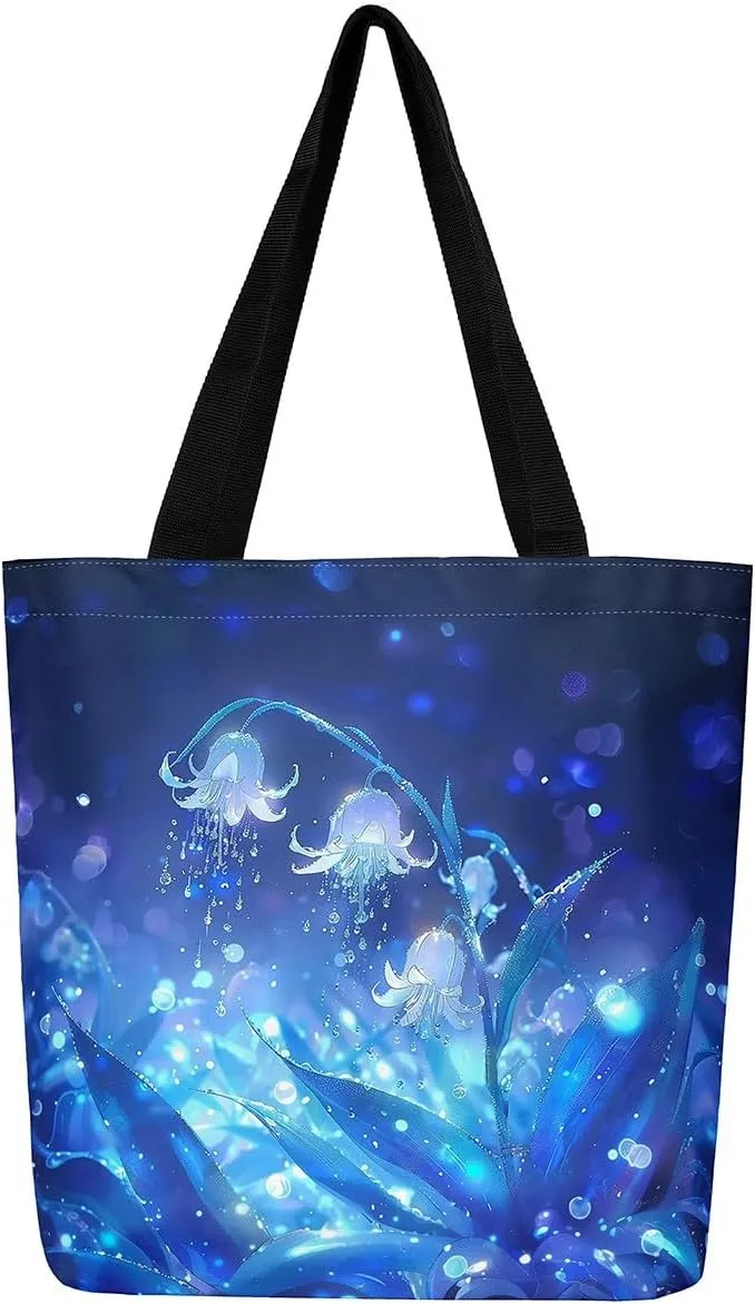 Butterfly Canvas Tote Bag,Blue Galaxy Shopping Canvas Bags