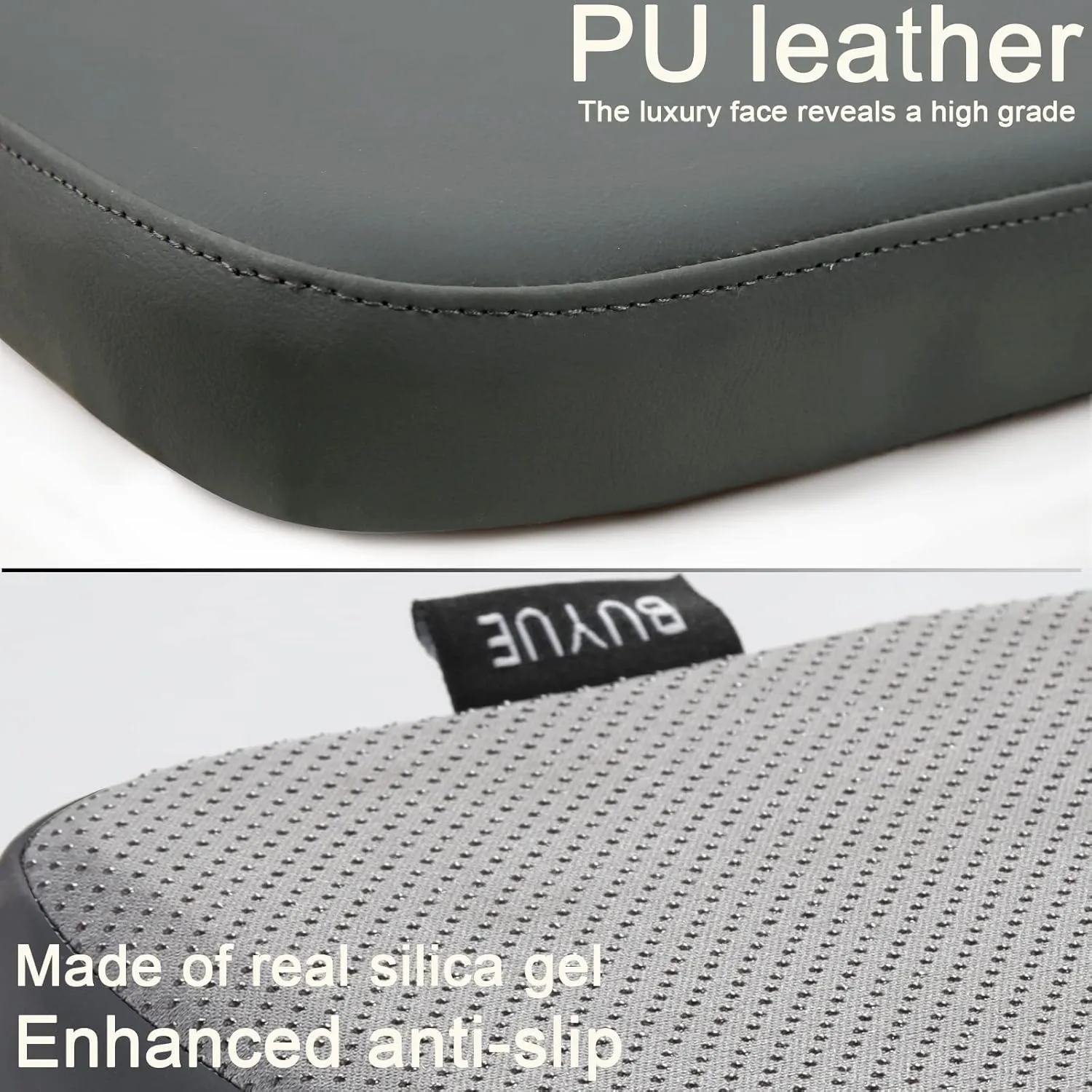 BUYUE Enhanced Anti-Slip Magnetic Bar Stool Cushion 1 Piece, Luxury PU Leather Waterproof Small Seat Cushion for Café Bistro Stackable Metal Stool (Square, Dark Gray, 1)