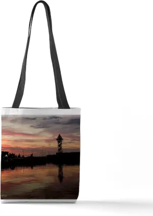 CafePress Dobbins Landing Sunset, Erie, PA All Over Print To 13"x13" Reusable Grocery Shopping Sling Tote Bag