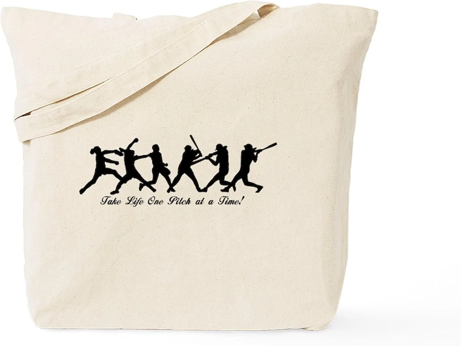 CafePress Fastpitch Softball One Pitch At A Time Tote Bag Reusable Natural Beige Canvas Shopping Bag