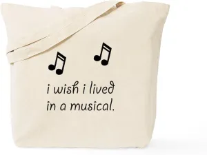 CafePress Live In Musical Tote Bag Natural Canvas Tote Bag, Reusable Shopping Bag