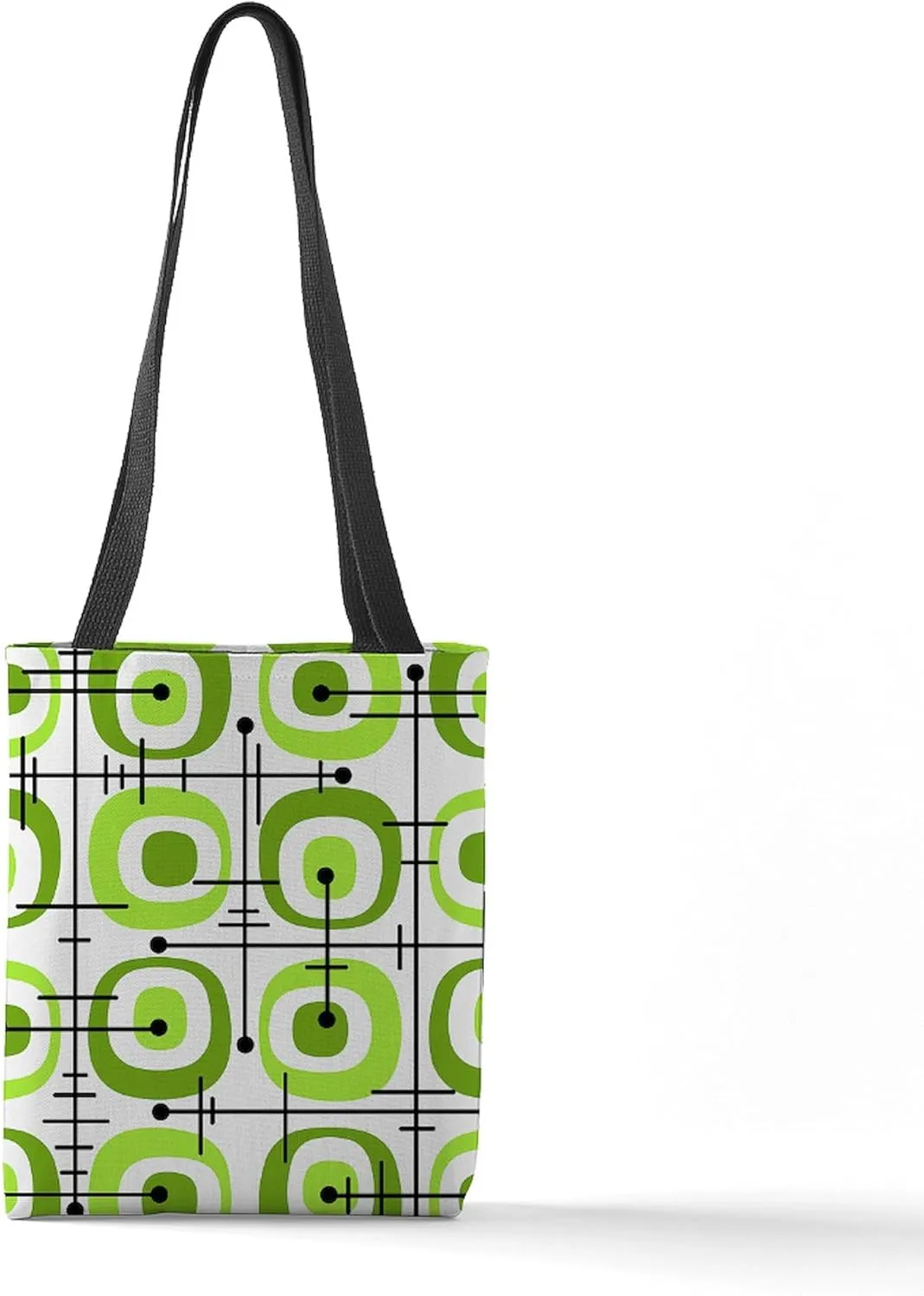 CafePress MCM Abstract Pattern Chartreuse 13"x13" Reusable Grocery Shopping Sling Tote Bag