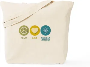 CafePress Peace Love Nuclear Medicine Tote Bag Reusable Natural Beige Canvas Shopping Bag