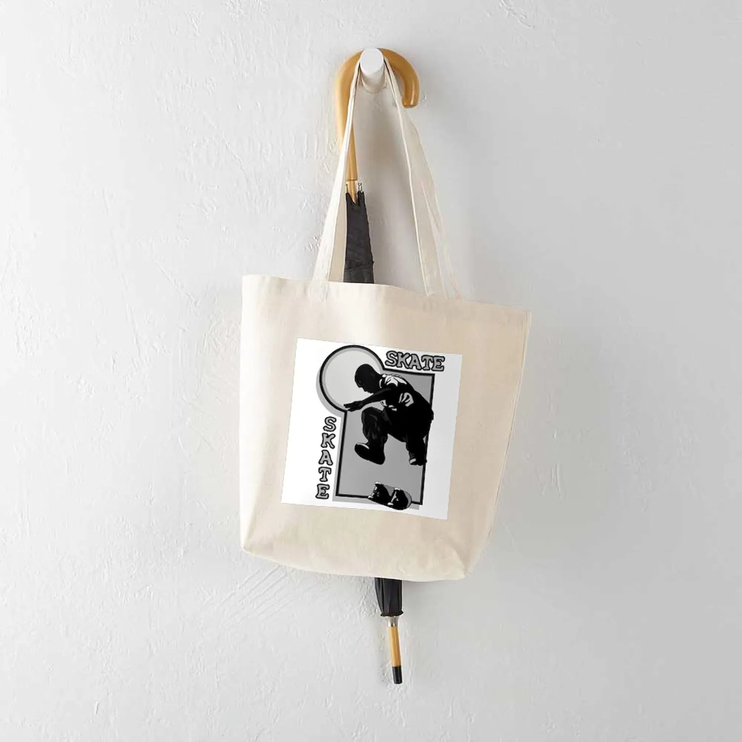 CafePress Skate Trick Tote Bag Natural Canvas Tote Bag, Reusable Shopping Bag