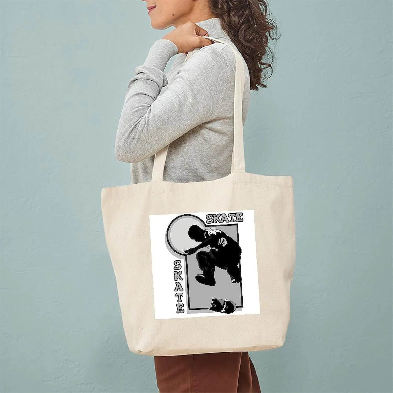 CafePress Skate Trick Tote Bag Natural Canvas Tote Bag, Reusable Shopping Bag
