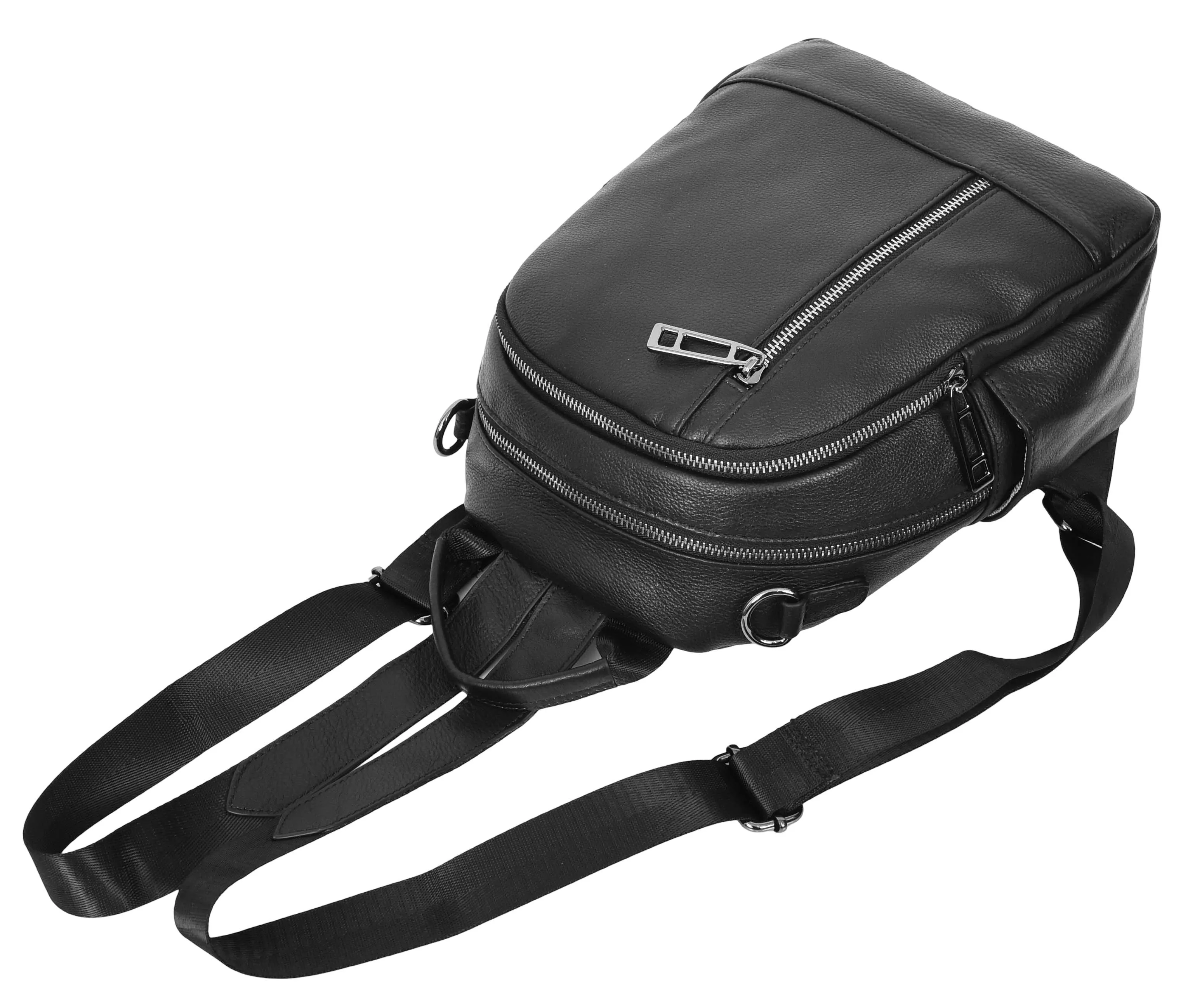 Calgary Women's Organiser Genuine Leather Backpack Black