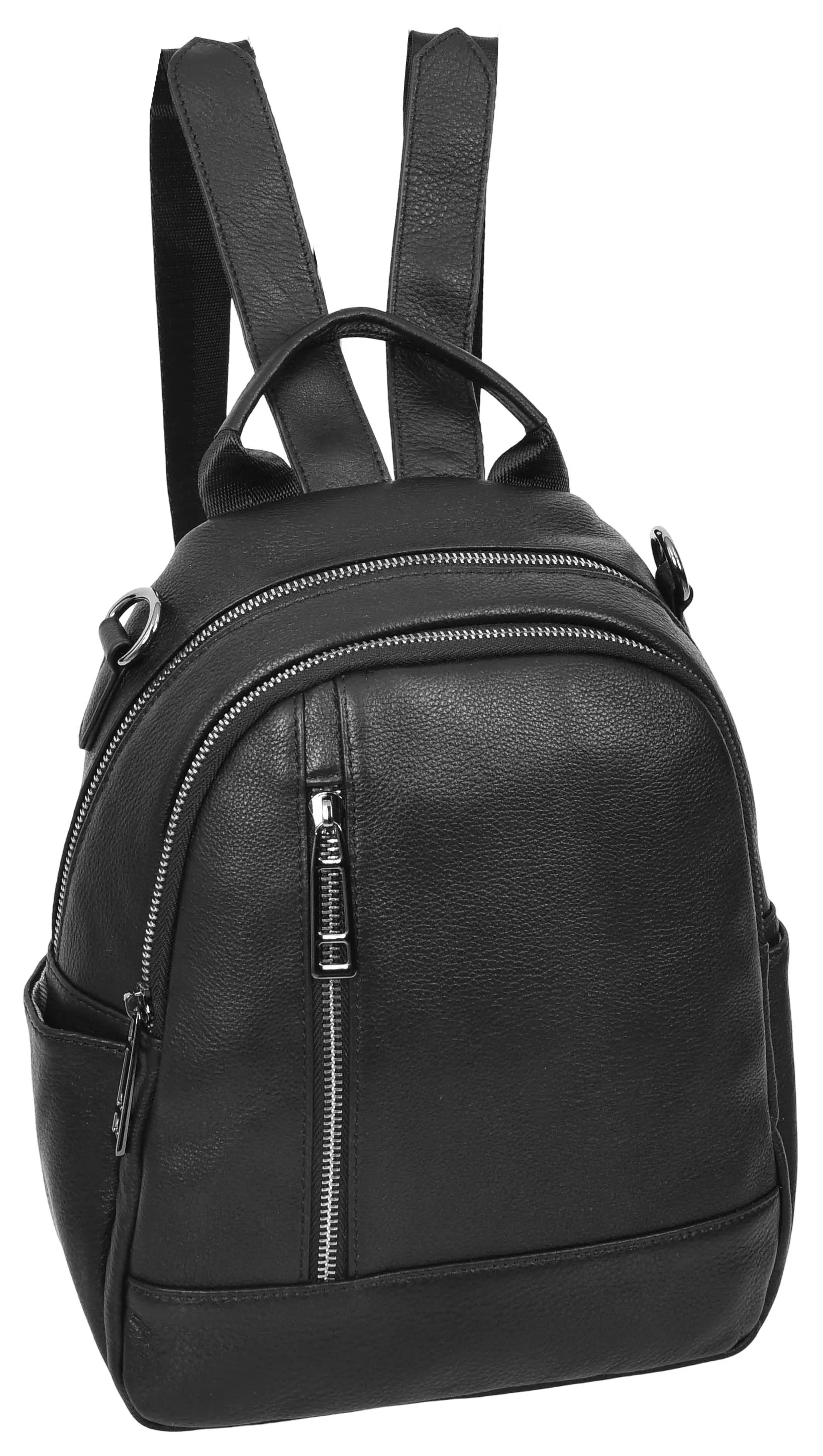 Calgary Women's Organiser Genuine Leather Backpack Black