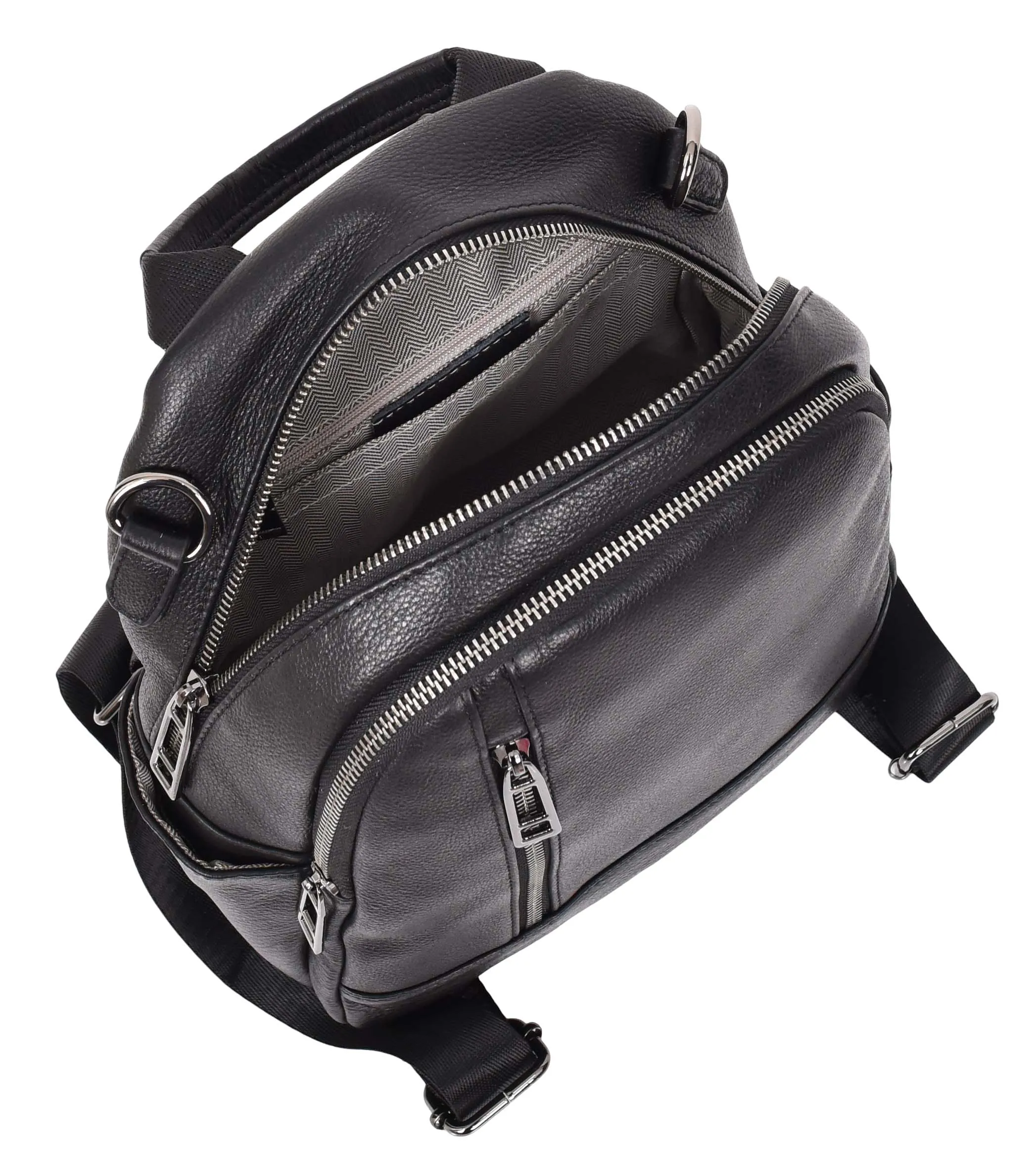 Calgary Women's Organiser Genuine Leather Backpack Black