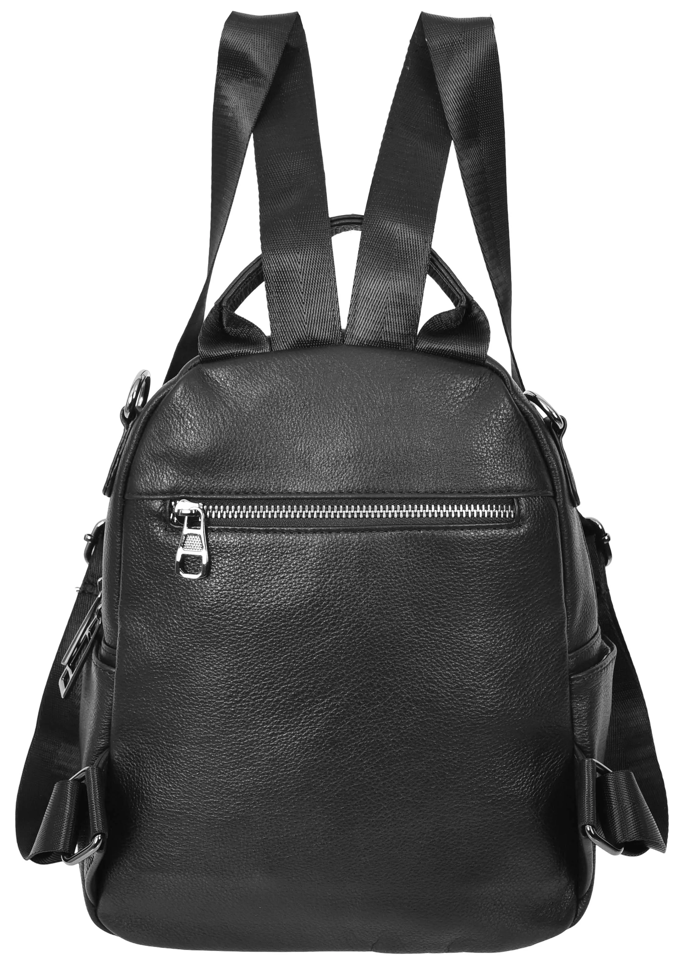Calgary Women's Organiser Genuine Leather Backpack Black