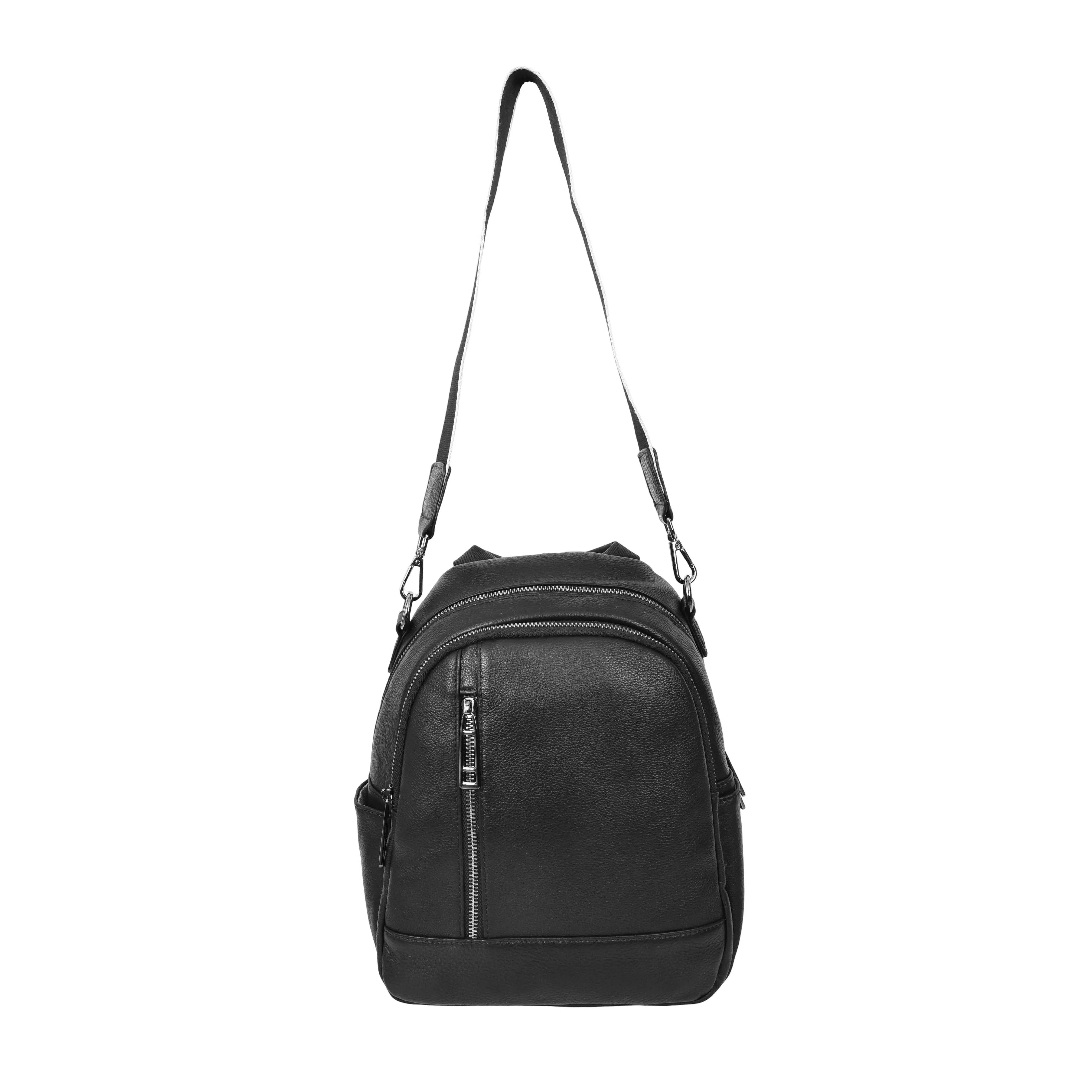 Calgary Women's Organiser Genuine Leather Backpack Black