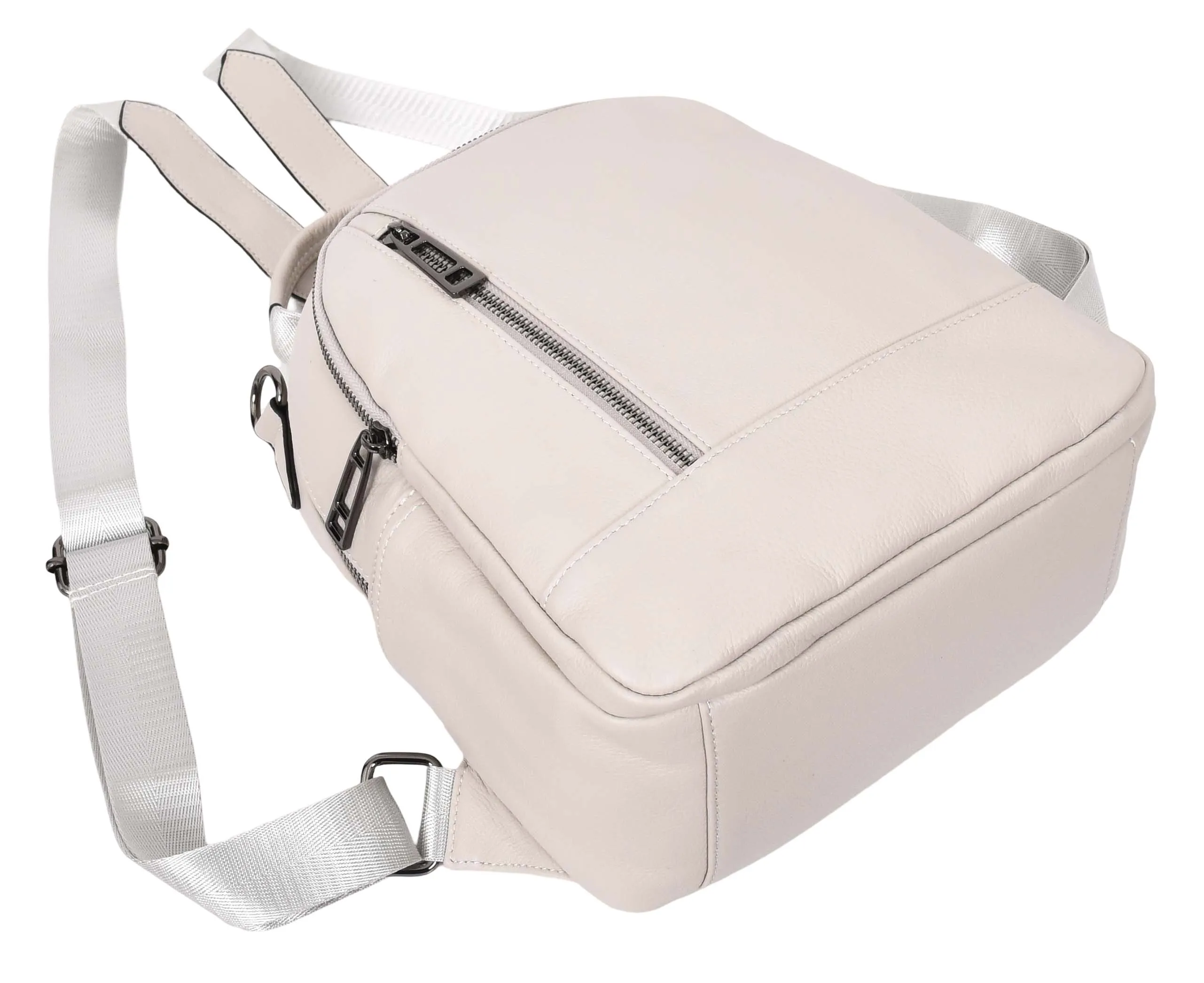 Calgary Women's Organiser Genuine Leather Backpack Off White