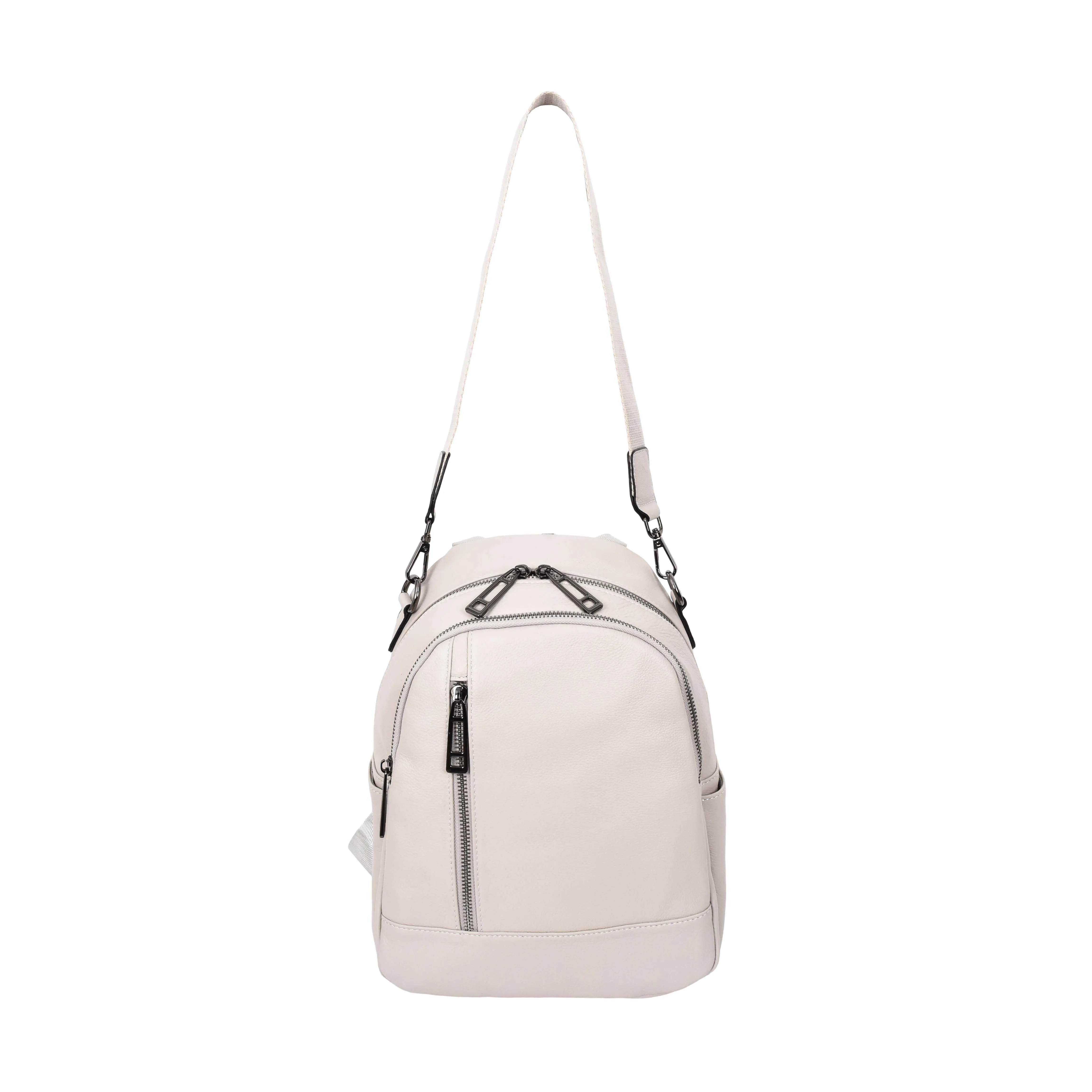 Calgary Women's Organiser Genuine Leather Backpack Off White