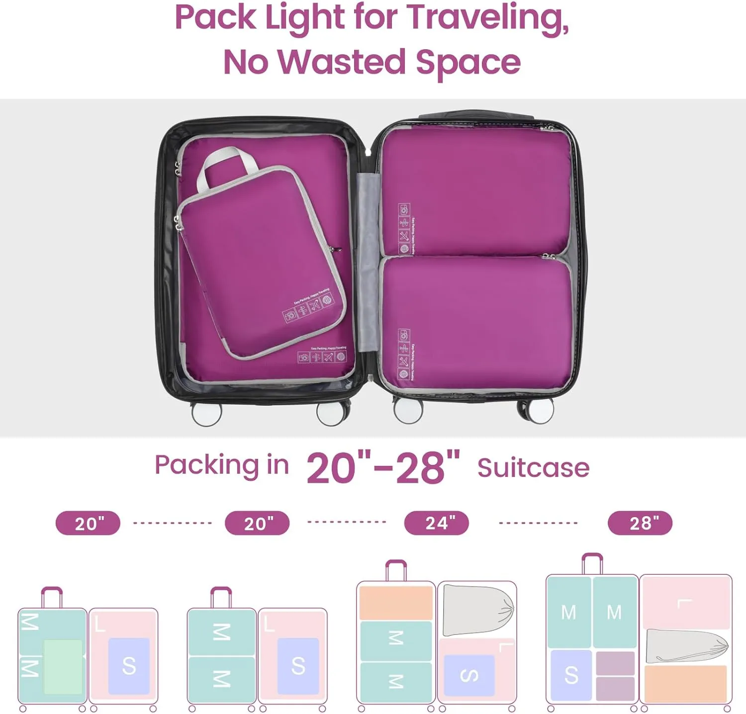 Cambond Compression Packing Cubes for Travel Women - Lightweight Luggage Organizers Bag Packing Cubes for Carry on Suitcases