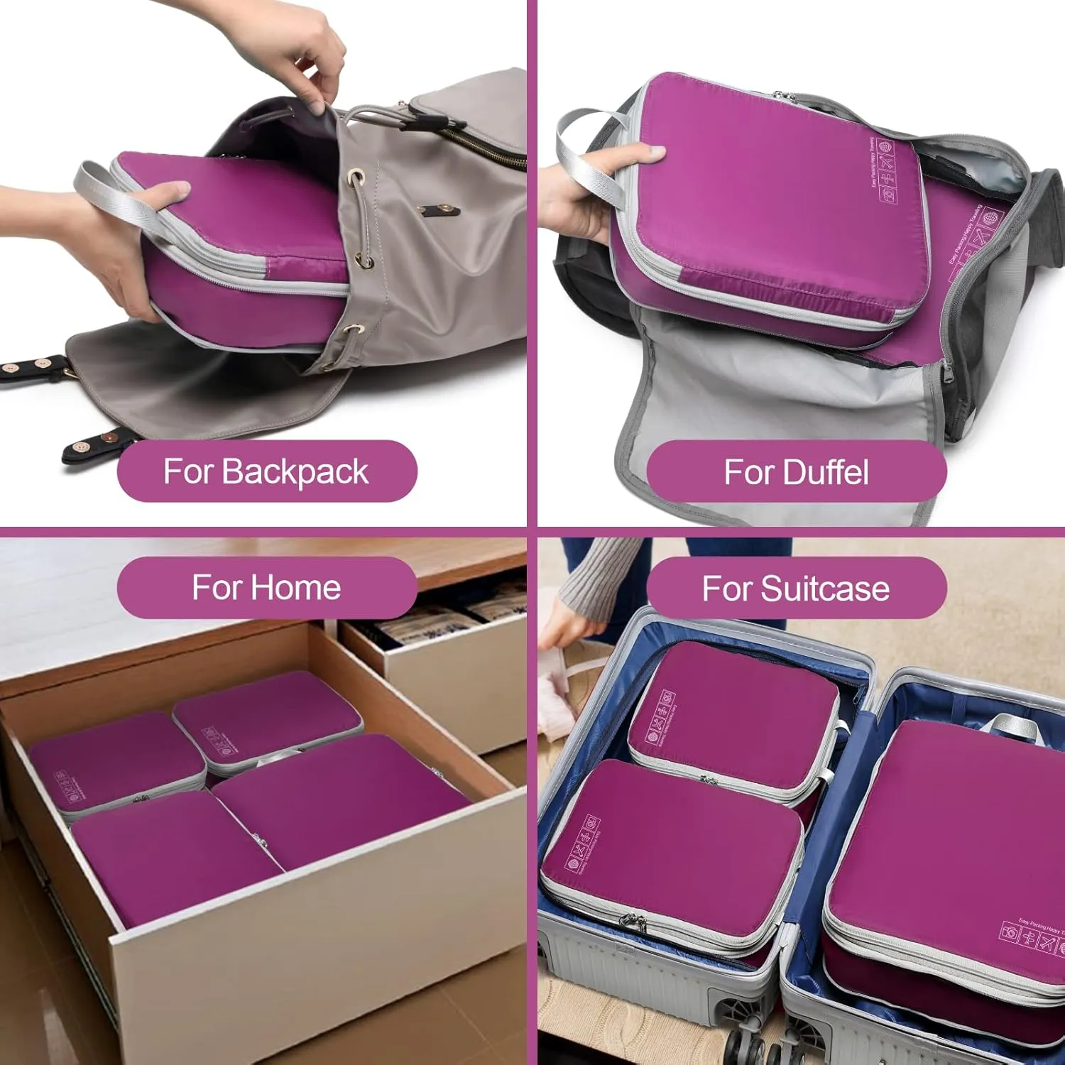 Cambond Compression Packing Cubes for Travel Women - Lightweight Luggage Organizers Bag Packing Cubes for Carry on Suitcases