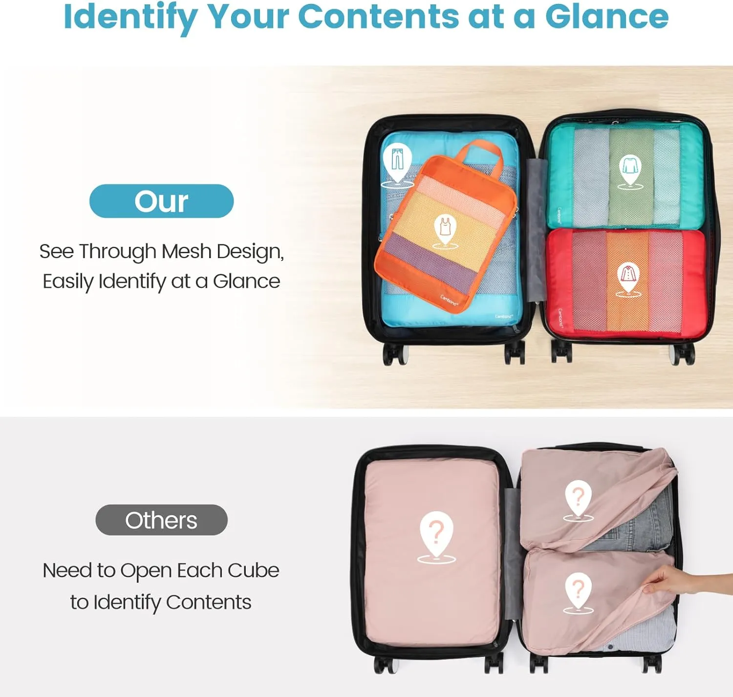 Cambond Mesh Compression Packing Cubes Travel - Space Saving Packing Cubes for Travel Women, Lightweight Compression Cubes for Travel Bags Luggage Packing Organizer for Suitcases