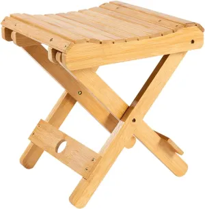Camping Folding Stools Bamboo Folding Stool Solid Wood Fishing Chair Square Bench Multi-Function Collapsible Shower Footstool Portable Home Furniture