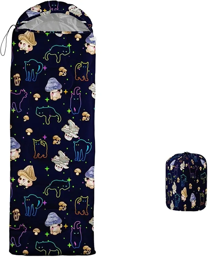Camping Sleeping Bags for Adults Kids Boys Girls Warm & Cool Weather Waterproof Indoor & Outdoor Backpacking Kawaii Animals Sleeping Bag for All Seasons Camping, Camping Gear Equipment