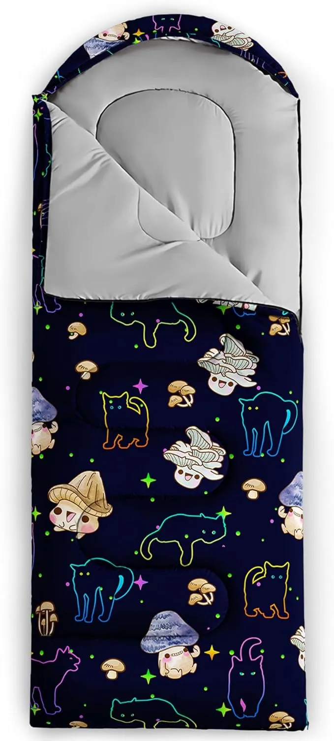 Camping Sleeping Bags for Adults Kids Boys Girls Warm & Cool Weather Waterproof Indoor & Outdoor Backpacking Kawaii Animals Sleeping Bag for All Seasons Camping, Camping Gear Equipment