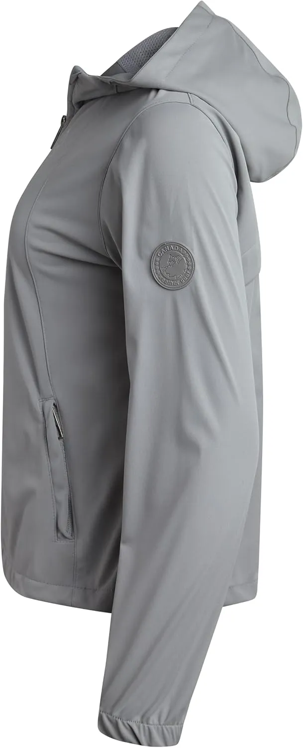 CANADA WEATHER GEAR Women's Tech Stretch Jacket - Hooded Softshell Jacket with Reflective Tape and Mesh Lining (Sizes: S-XXL)