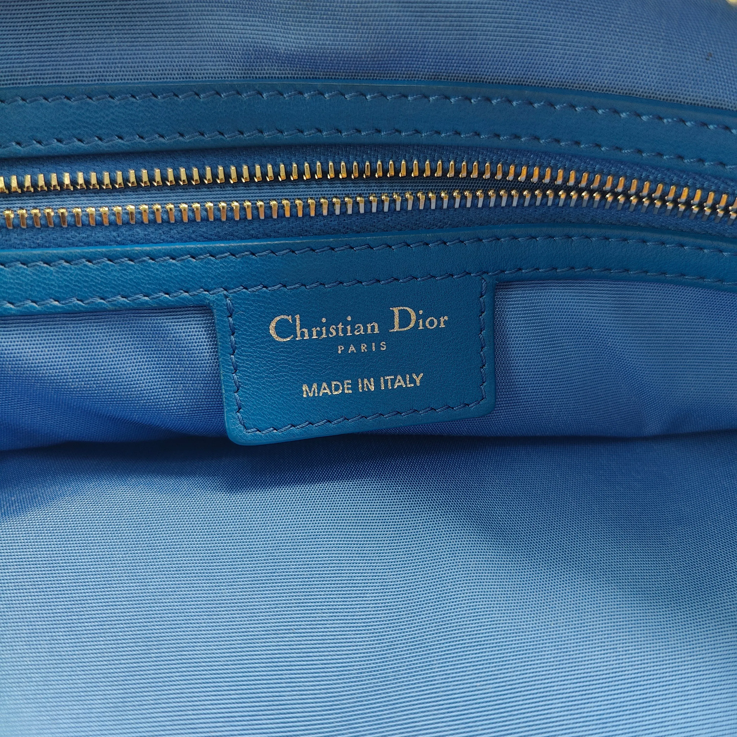 Cannage Leather Shopping Tote Blue